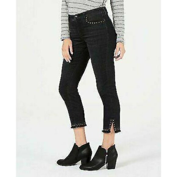 Style & Co. Denim - STYLE‎ & CO $65 Dark Gray Studded Mid Rise Skinny Ankle Jeans XS 4 X-Small NWT